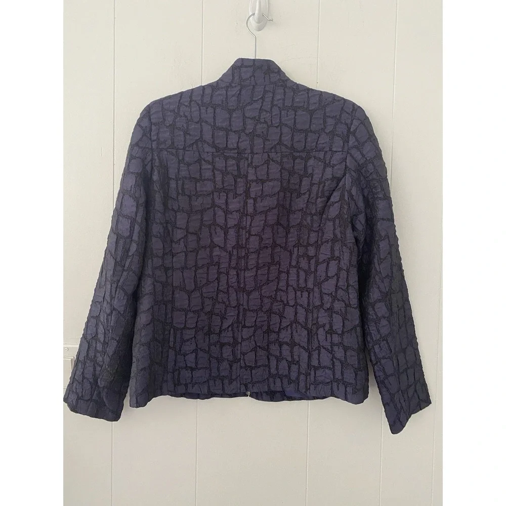 VTG 90s Erin London Blazer Jacket Sz 8 Zip Front Textured Crinkled Purple - Picture 2 of 6